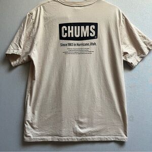 Chums Beige Graphic T-Shirt Hurricane Utah Hello Wear Size L